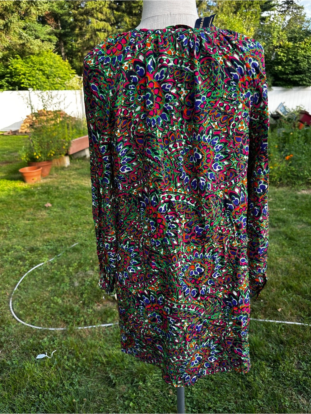 Vanessa Seward Green Multicolor Paisley Silk Blouse